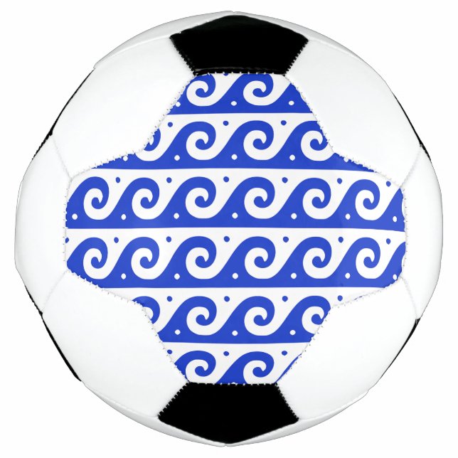 Bola De Futebol Frete Grego, Padrão de Onda Mediterrânica, Azul (Frente)