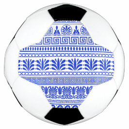 Bola De Futebol Frete Grego, Padrão Mediterrânico, Azul
