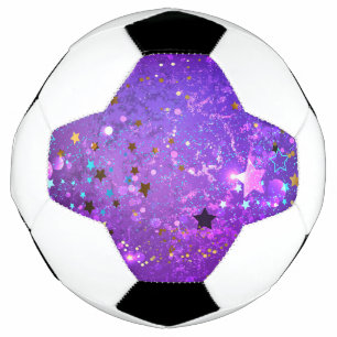 Bola De Futebol Fundo de folhas roxas com estrelas
