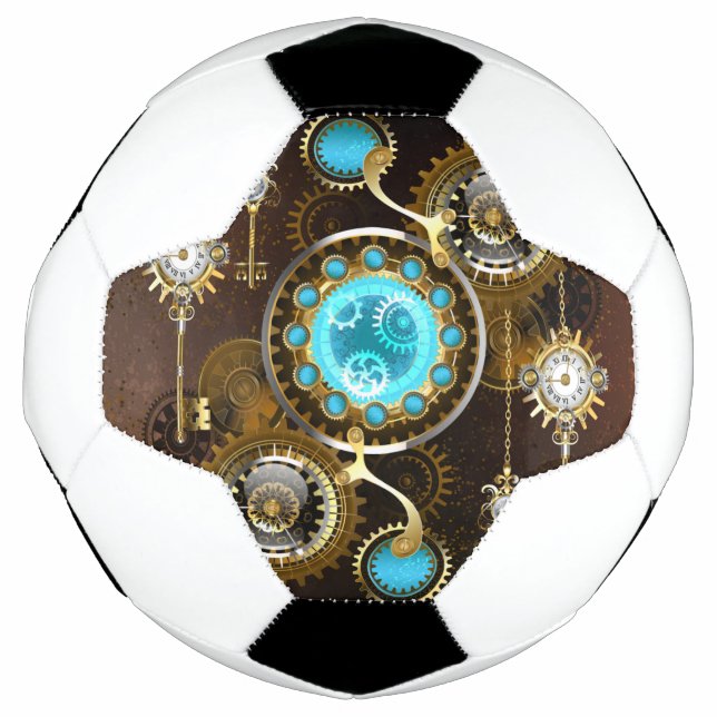 Bola De Futebol Fundo Rusty Steampunk com Lentes Turquesa (Frente)