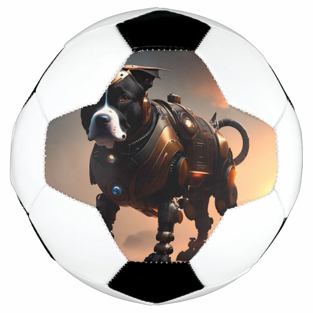 Bola De Futebol Futurística Staffordshire Terrier Robot, Soccerbal (Frente)