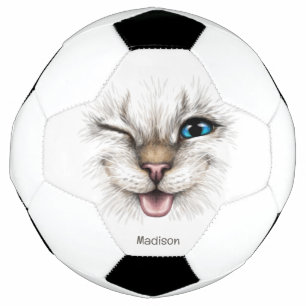 Bola De Futebol Gato de Winking de Nome Personalizado
