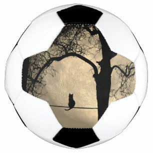Bola De Futebol Gato em um Fio Lua Cheia