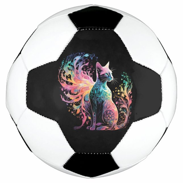 Bola De Futebol Gato Holográfico Espectral: Um Prismo de Elegância (Frente)