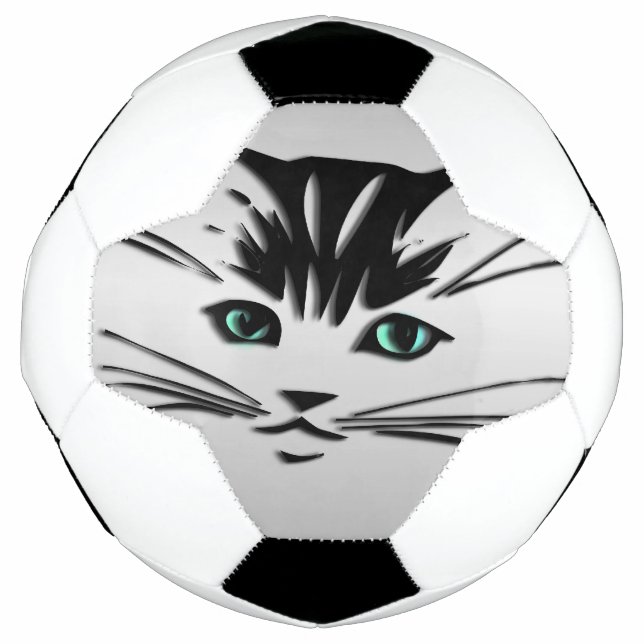 Bola De Futebol Gato Olhado Verde (Frente)