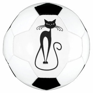 Bola De Futebol Gato preto branco e magro