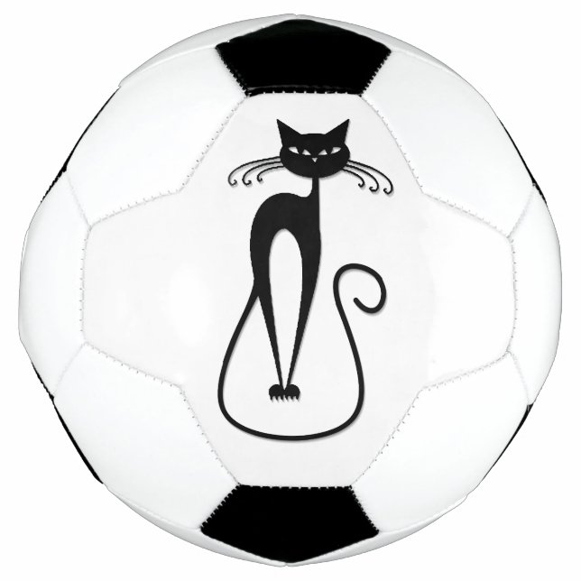 Bola De Futebol Gato preto branco e magro (Frente)