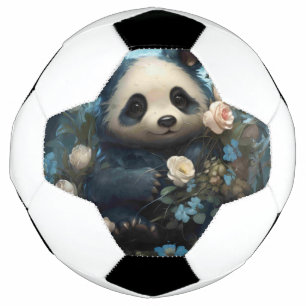 Bola De Futebol Gentil Urso Panda Entre Rosas Selvagens