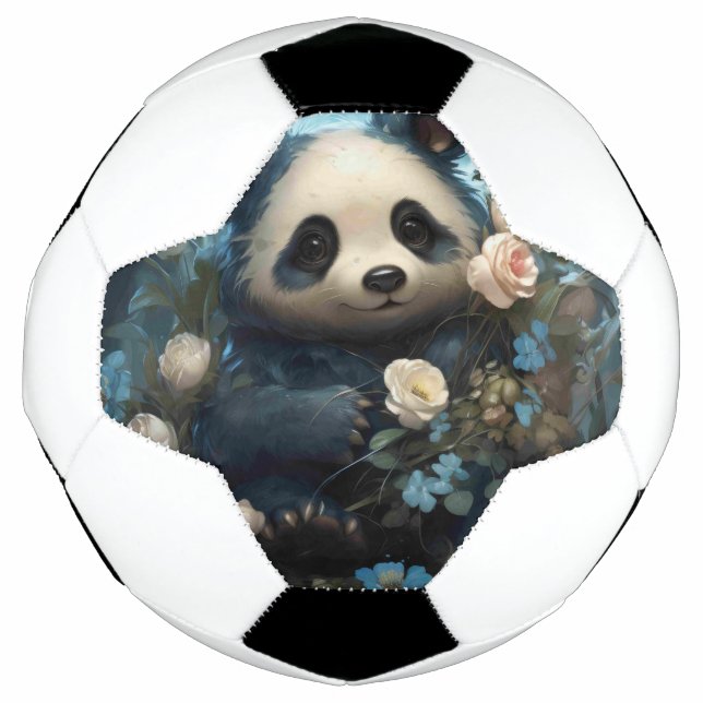 Bola De Futebol Gentil Urso Panda Entre Rosas Selvagens (Frente)