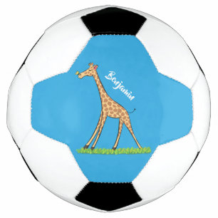 Bola De Futebol Girafa bonita e feliz com cartoon de borboleta