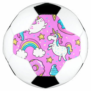 Bola De Futebol Glitschy rosa - unicórnio e gatinho engraçados