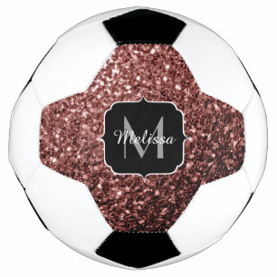 Bola De Futebol Glitter vermelho castanho brilho brilho Monograma