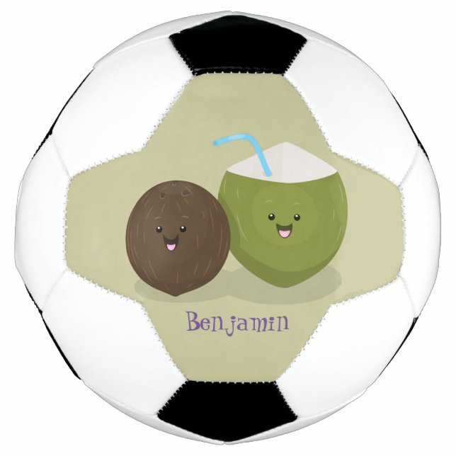 Bola De Futebol Grátis feliz desenho animado de coconuts kawaii (Frente)