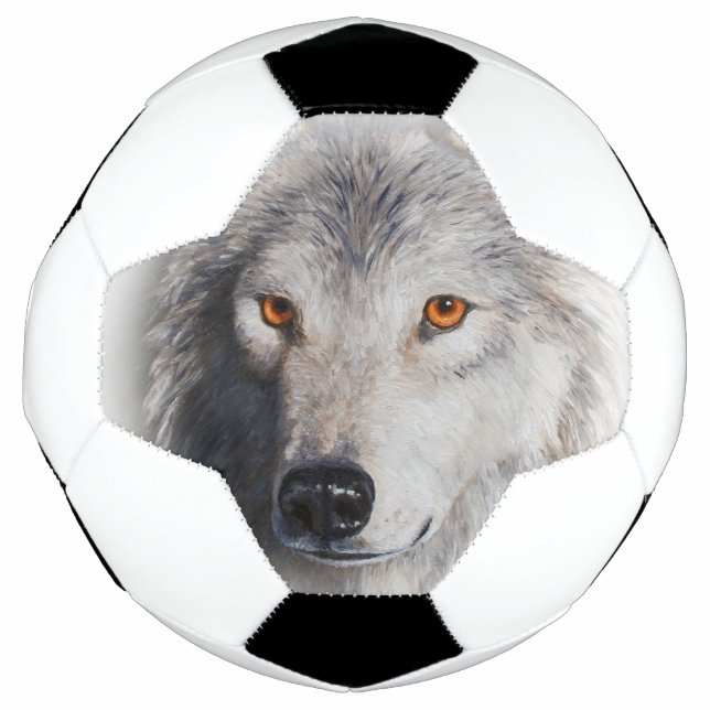 Bola De Futebol Gray Timber Wolf Face (Frente)
