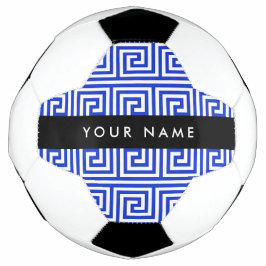 Bola De Futebol Grego Meander Key Blue, Seu Nome, Personalize