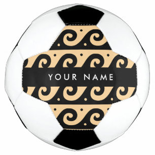 Bola De Futebol Grego Meander Key, Wave Key, Brown, Seu Nome