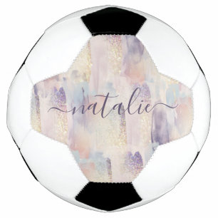 Bola De Futebol Grelha-brilho rosa-roxa-menina personalizada