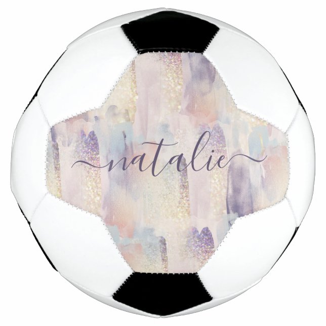 Bola De Futebol Grelha-brilho rosa-roxa-menina personalizada (Frente)