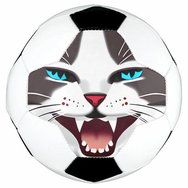 Bola De Futebol Gritando Gato de Olho Azul (Frente)