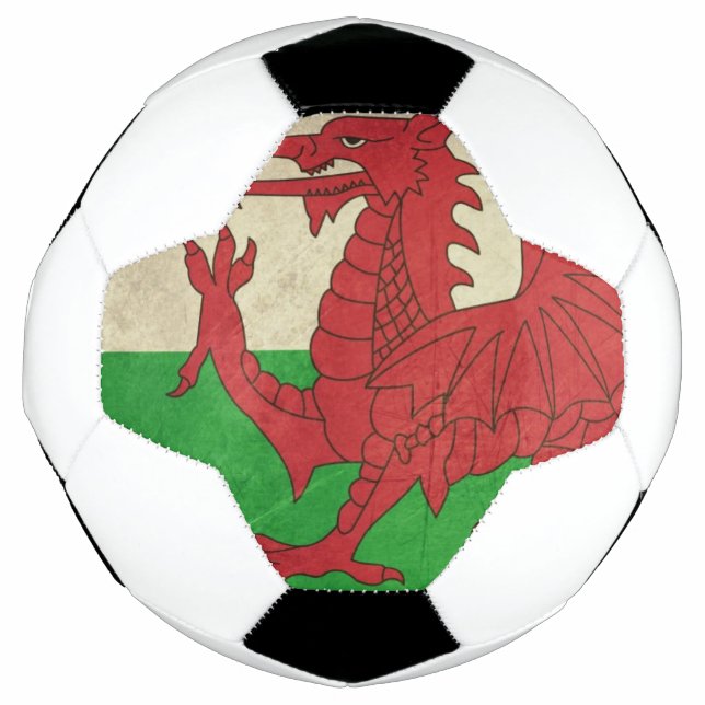 Bola De Futebol Grunge Welsh Dragon - ilustração da bandeira (Frente)