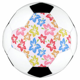 Bola De Futebol Hibisco Colorido, Padrão De Flores