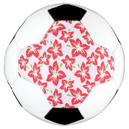 Bola De Futebol Hibisco Vermelho, Flores Vermelhas, Padrão de Flor