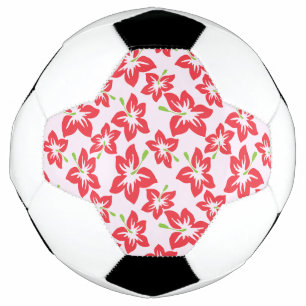 Bola De Futebol Hibisco Vermelho, Flores Vermelhas, Padrão de Flor