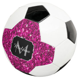 Bola De Futebol Hot pink sparkles faux glitter Monogram