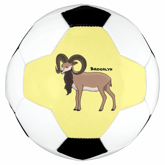 Bola De Futebol Ilustração de cabra Mouflon (Frente)