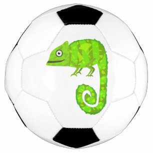 Bola De Futebol Ilustração de Camaleão Verde Fofo Réptil Tropical