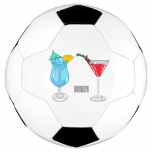 Bola De Futebol Ilustração de desenho animado coquetel (Frente)