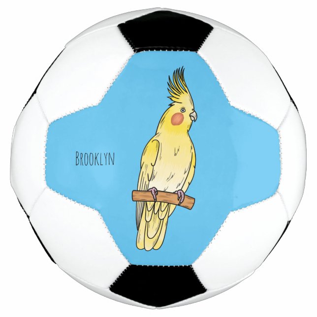 Bola De Futebol Ilustração de desenho animado de aves Cockatiel (Frente)