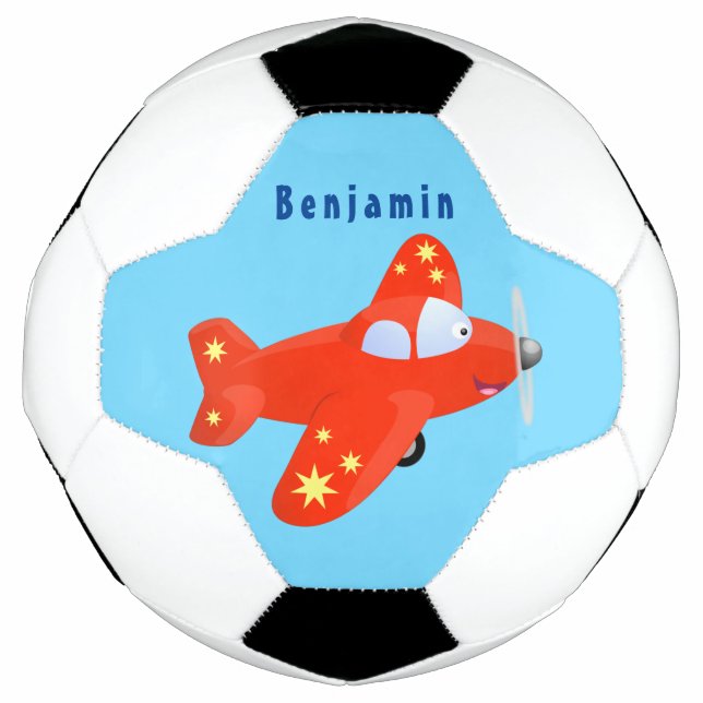 Bola De Futebol Ilustração de desenho animado de avião vermelho-cl (Frente)
