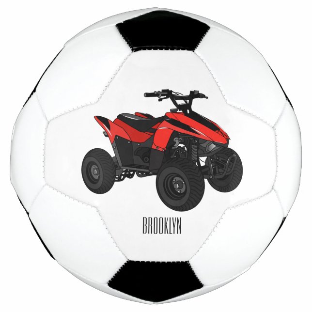 Bola De Futebol Ilustração de desenho animado de bicicleta atv (Frente)