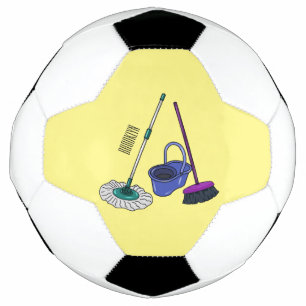 Bola De Futebol Ilustração de desenho animado de Broom & mop