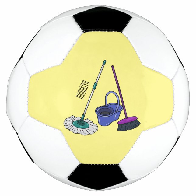 Bola De Futebol Ilustração de desenho animado de Broom & mop (Frente)