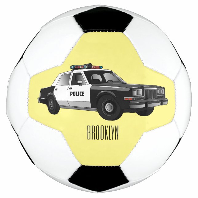Bola De Futebol Ilustração de desenho animado de carro da polícia (Frente)