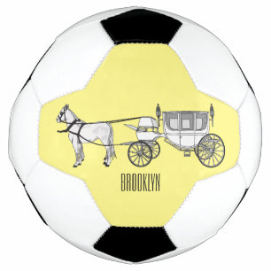 Bola De Futebol Ilustração de desenho animado de carruagem e caval