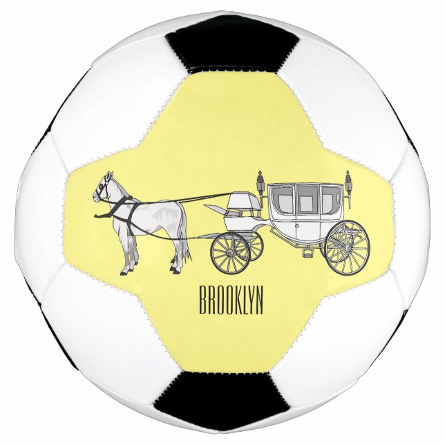 Bola De Futebol Ilustração de desenho animado de carruagem e caval (Frente)