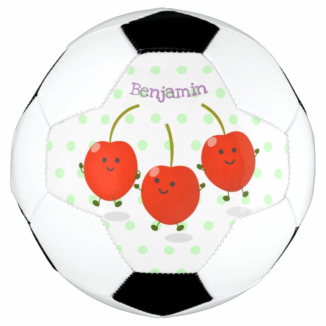 Bola De Futebol Ilustração de desenho animado de cerejas vermelhas (Frente)