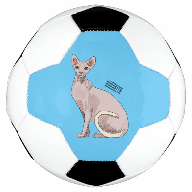 Bola De Futebol Ilustração de desenho animado de gato esphynx (Frente)