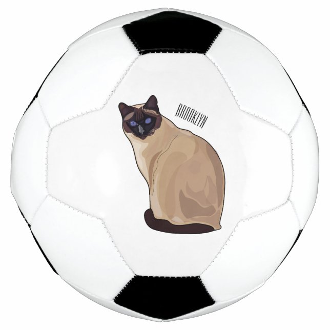 Bola De Futebol Ilustração de desenho animado de gato siamês (Frente)