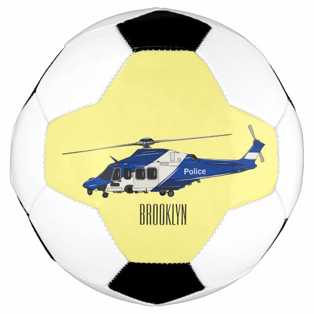 Bola De Futebol Ilustração de desenho animado de helicóptero polic (Frente)