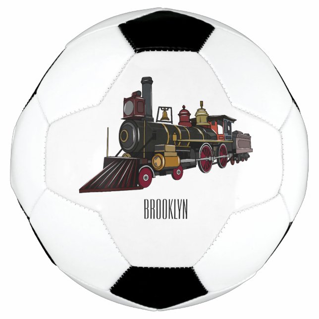 Bola De Futebol Ilustração de desenho animado de locomotiva a vapo (Frente)