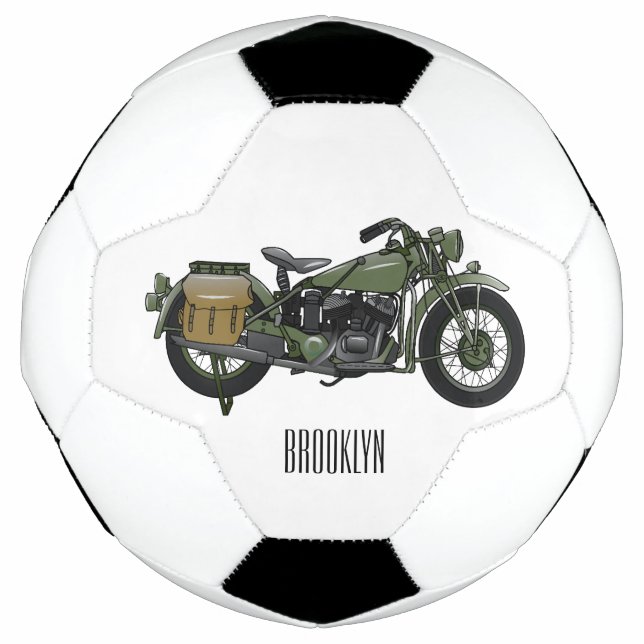 Bola De Futebol Ilustração de desenho animado de motocicleta milit (Frente)