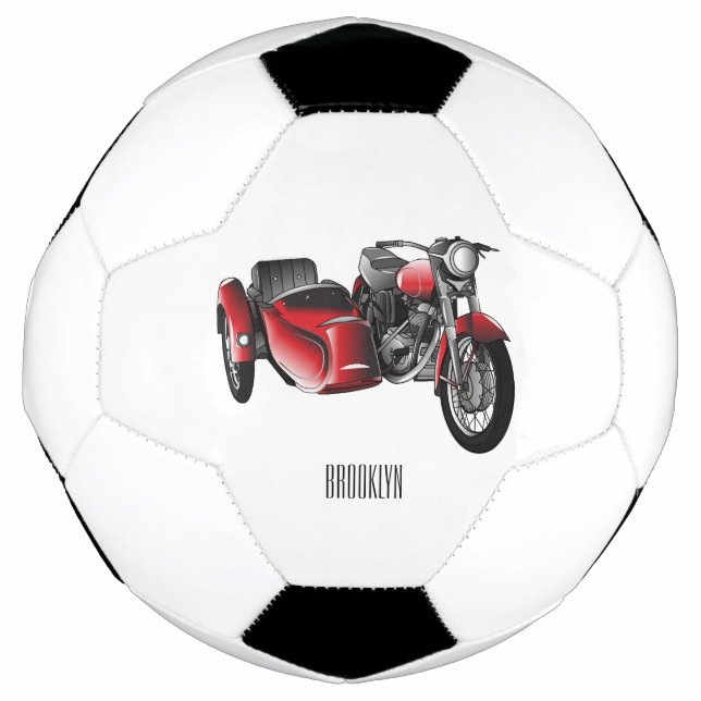 Bola De Futebol Ilustração de desenho animado de motociclo Sidecar (Frente)