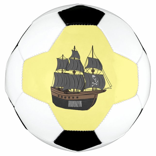 Bola De Futebol Ilustração de desenho animado de navio pirata (Frente)