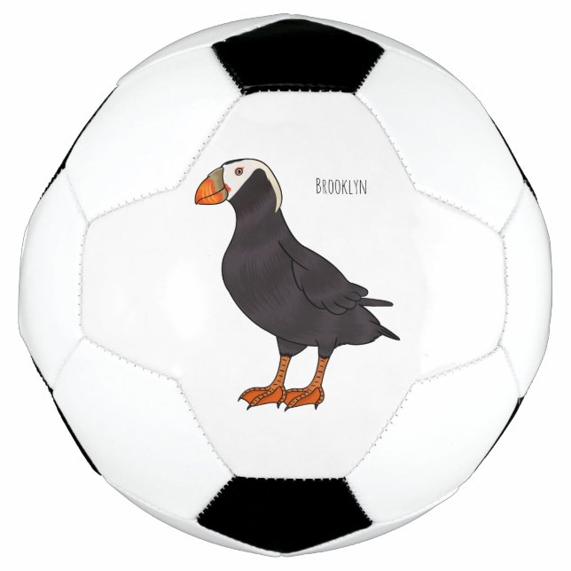 Bola De Futebol Ilustração de desenho animado de pássaros puffin t (Frente)