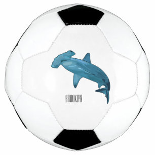 Bola De Futebol Ilustração de desenho animado de tubarão-martelo