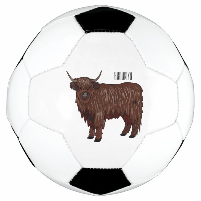 Bola De Futebol Ilustração de desenho animado de vaca em terras al (Frente)